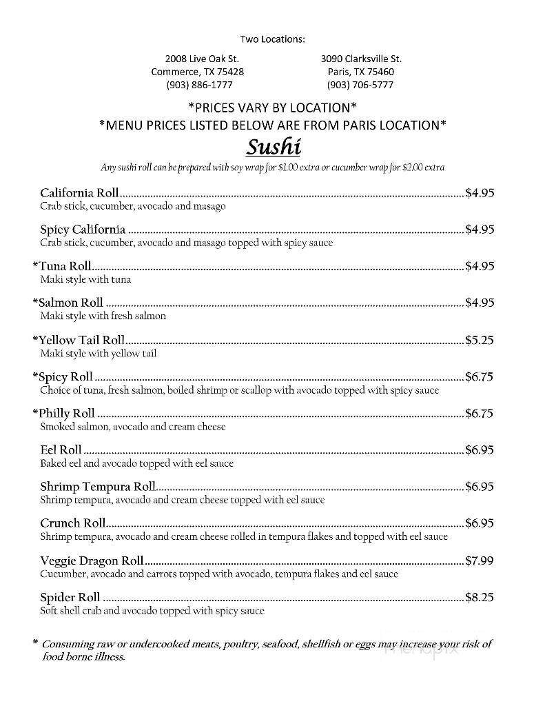 Tokyo Express - Asheboro, NC menu_pic