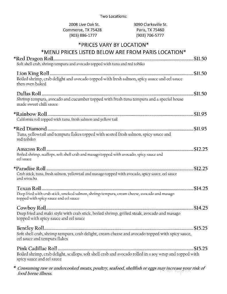 Tokyo Express - Asheboro, NC menu_pic