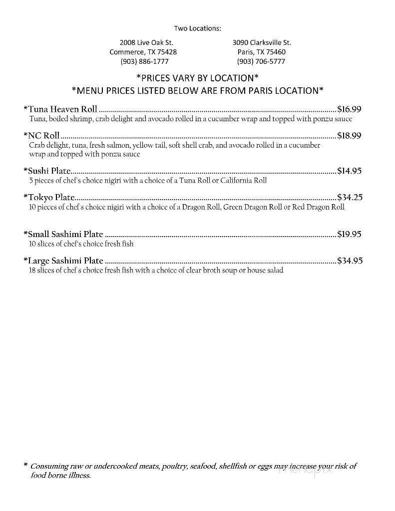 Tokyo Express - Asheboro, NC menu_pic