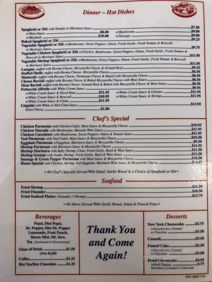 Gino's Pizza - Chase City, VA menu_pic