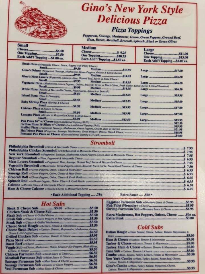 Gino's Pizza - Chase City, VA menu_pic
