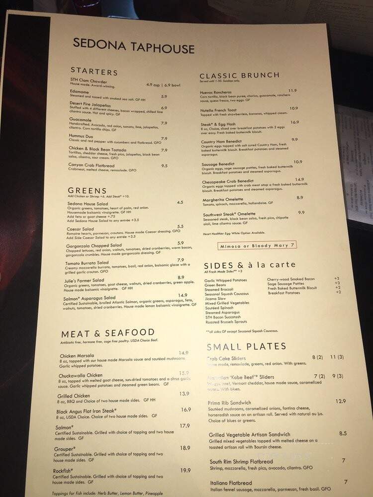 Sedona Taphouse - Fredericksburg, VA menu_pic