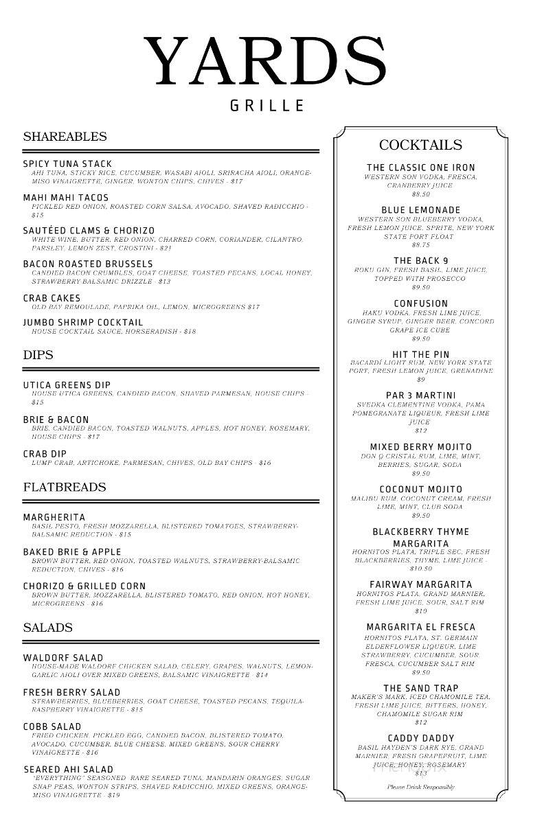 Yards Grille - Fayetteville, NY menu_pic