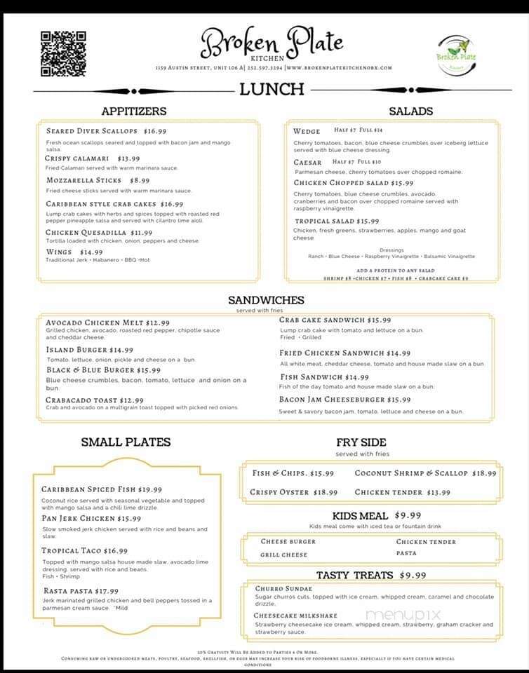 Broken Plate Kitchen - Corolla, NC menu_pic