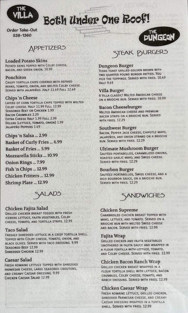 Grandvilla Restaurants - Grandville, MI menu_pic