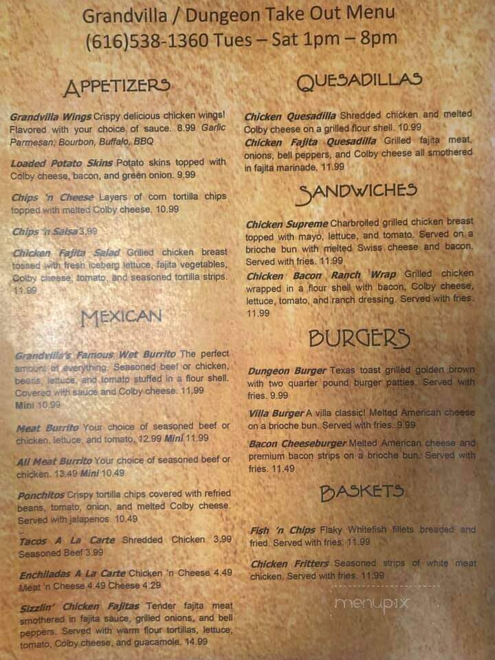 Grandvilla Restaurants - Grandville, MI menu_pic