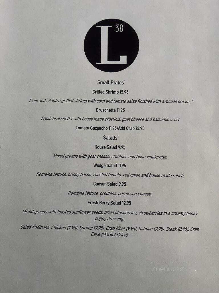 Latitude 38 - Oxford, MD menu_pic