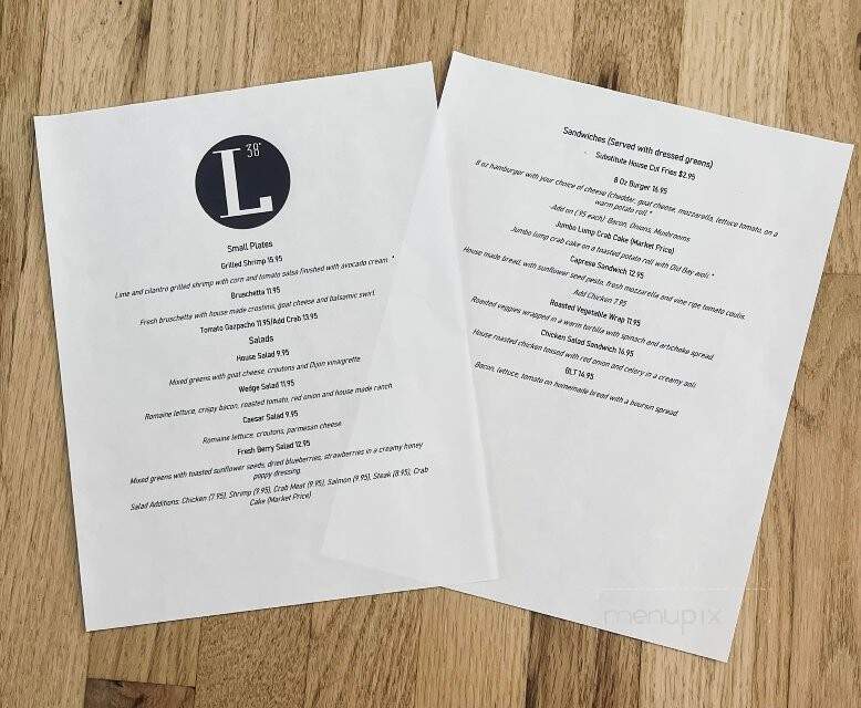 Latitude 38 - Oxford, MD menu_pic