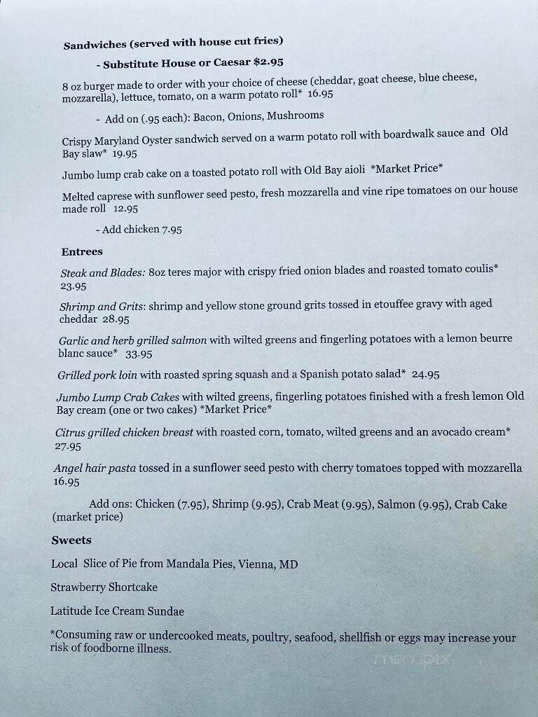 Latitude 38 - Oxford, MD menu_pic