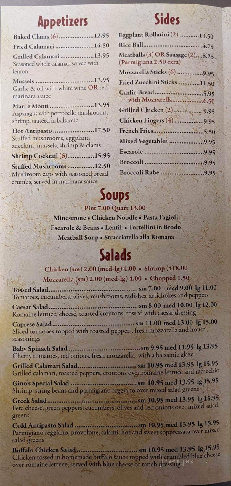 Gino's Pizza - Williston Park, NY menu_pic