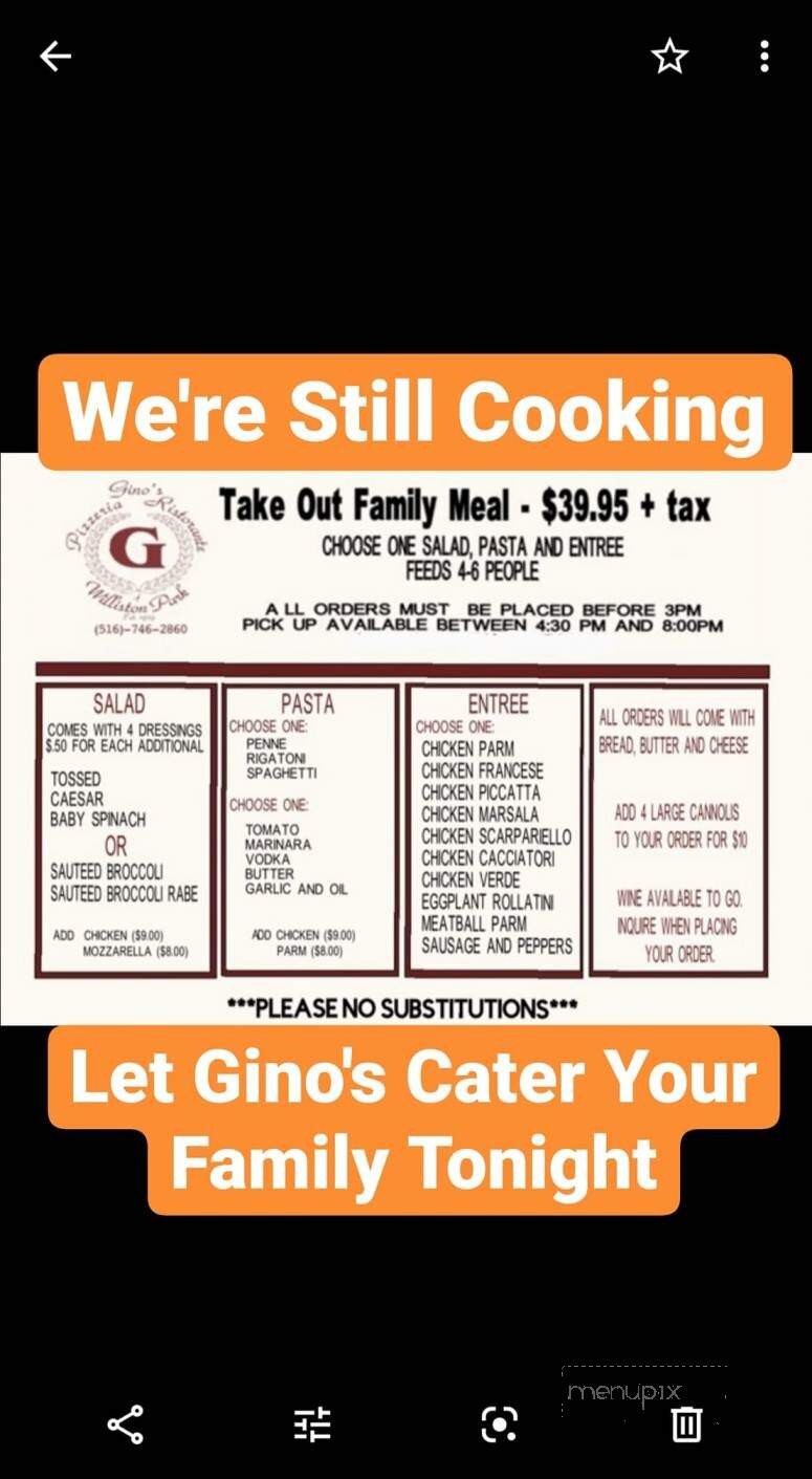 Gino's Pizza - Williston Park, NY menu_pic