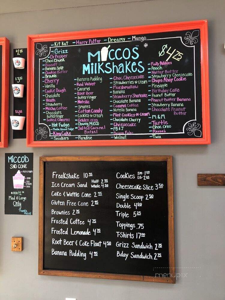 Miccos Sno Cones & Sweets - Collierville, TN menu_pic