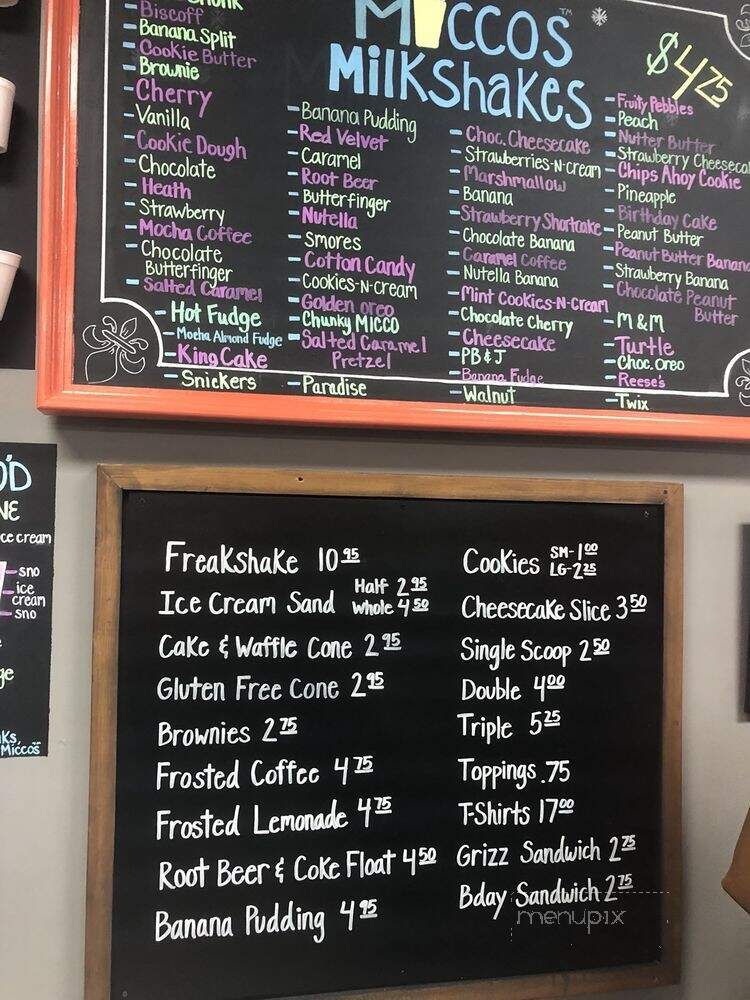 Miccos Sno Cones & Sweets - Collierville, TN menu_pic