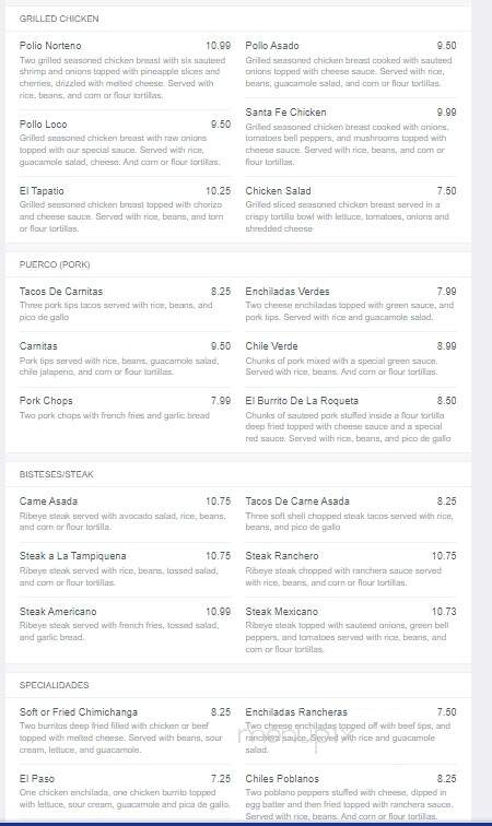 Fiesta Cancun - Rockford, IL menu_pic