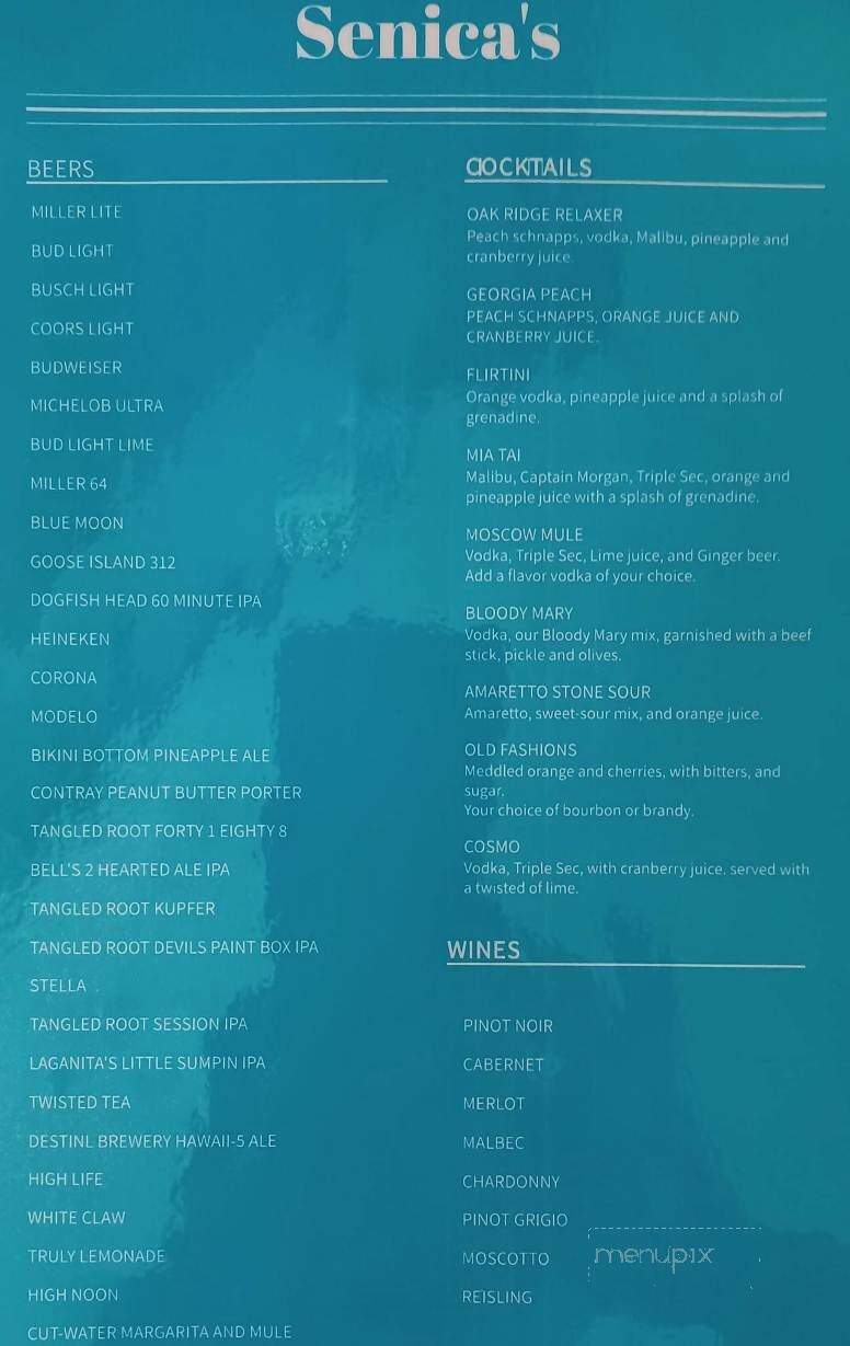 Senica's Oak Ridge Golf Club - La Salle, IL menu_pic