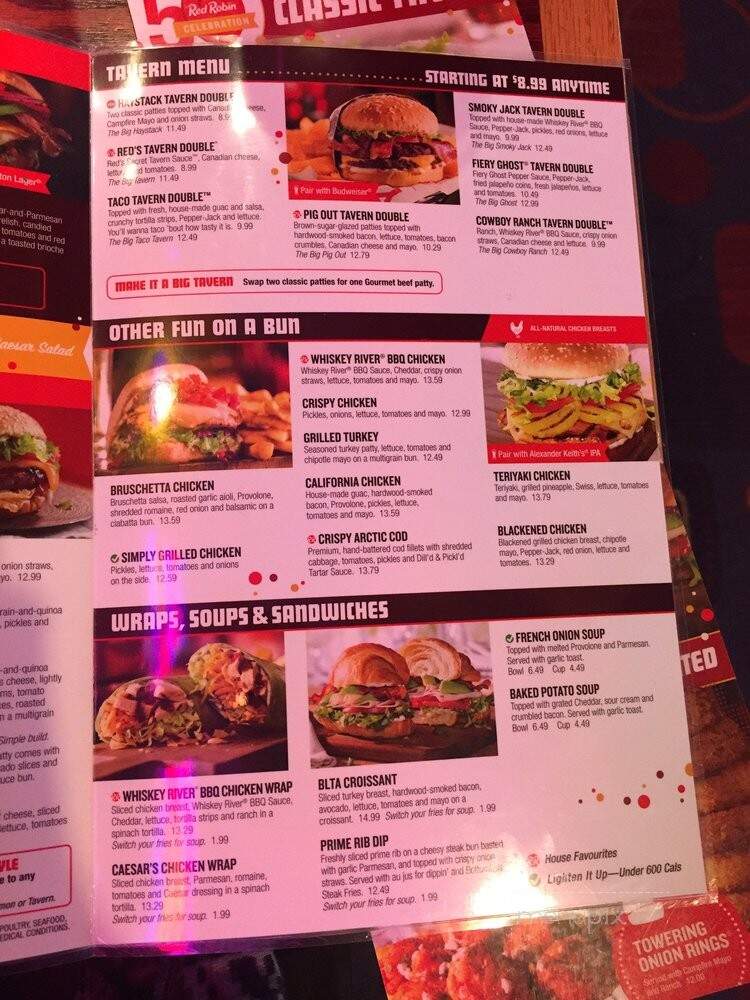 Red Robin Gourmet Burgers - Vernon, BC menu_pic