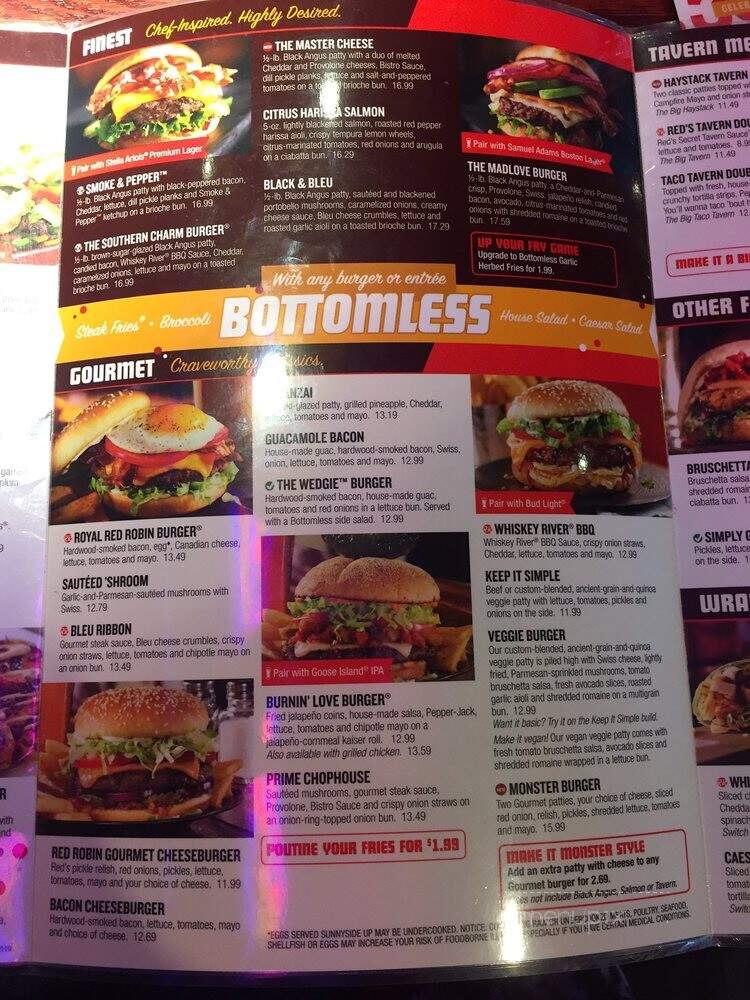 Red Robin Gourmet Burgers - Vernon, BC menu_pic