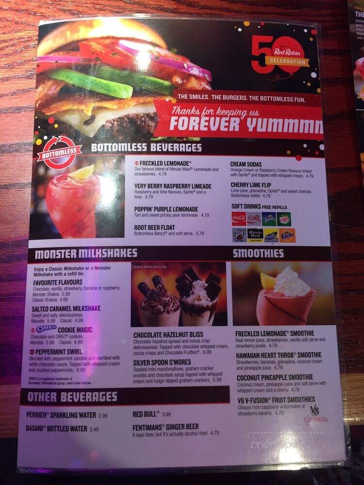 Red Robin Gourmet Burgers - Vernon, BC menu_pic