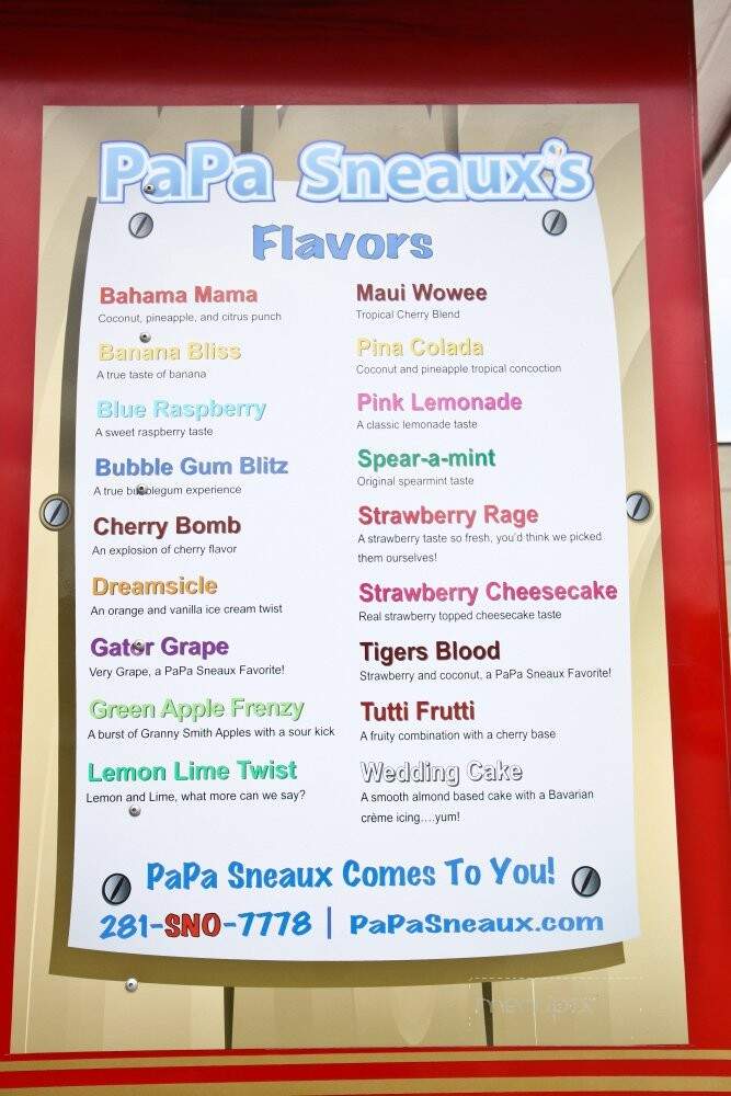 Papa Sneaux - Manheim, PA menu_pic