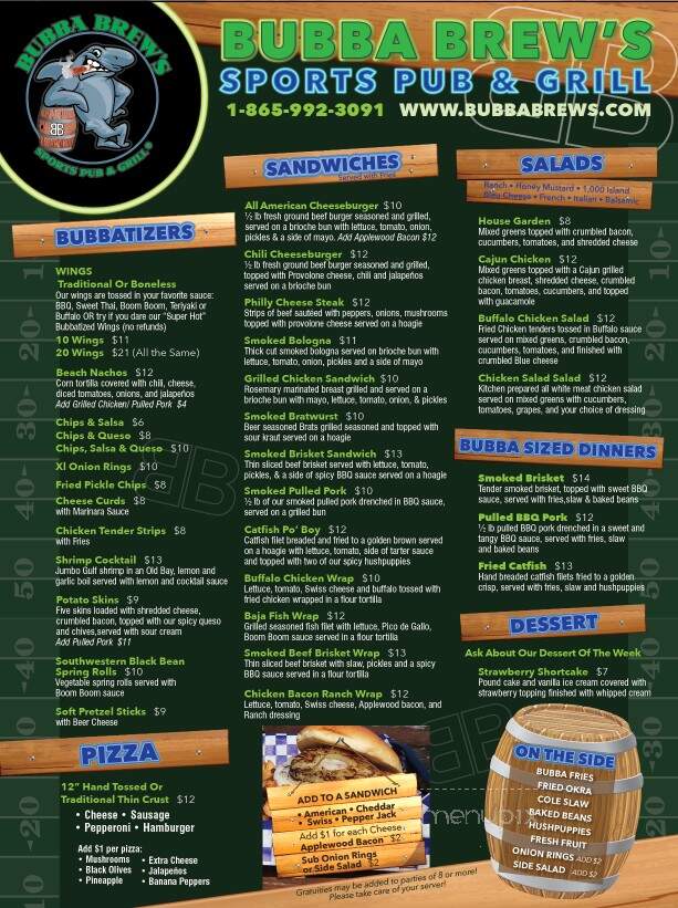 Bubba's Brew - Maynardville, TN menu_pic