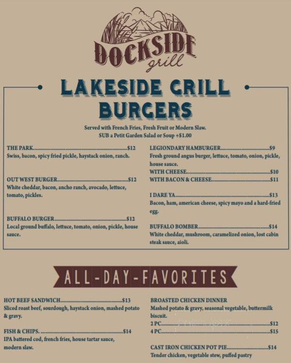 Blue Bell Lodge at Custer State Park Resort - Custer, SD menu_pic