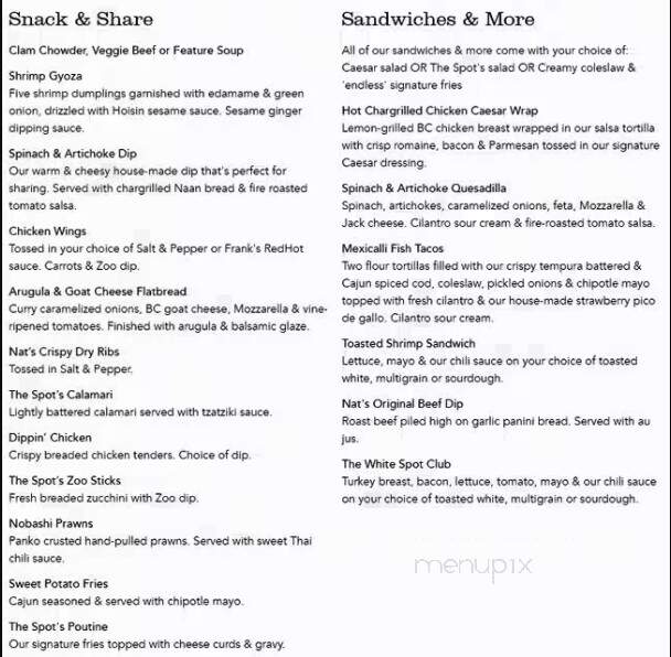 White Spot Restaurant - Aldergrove, BC menu_pic