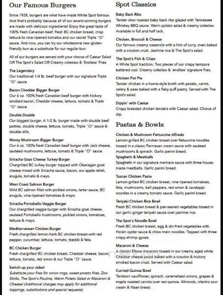 White Spot Restaurant - Aldergrove, BC menu_pic