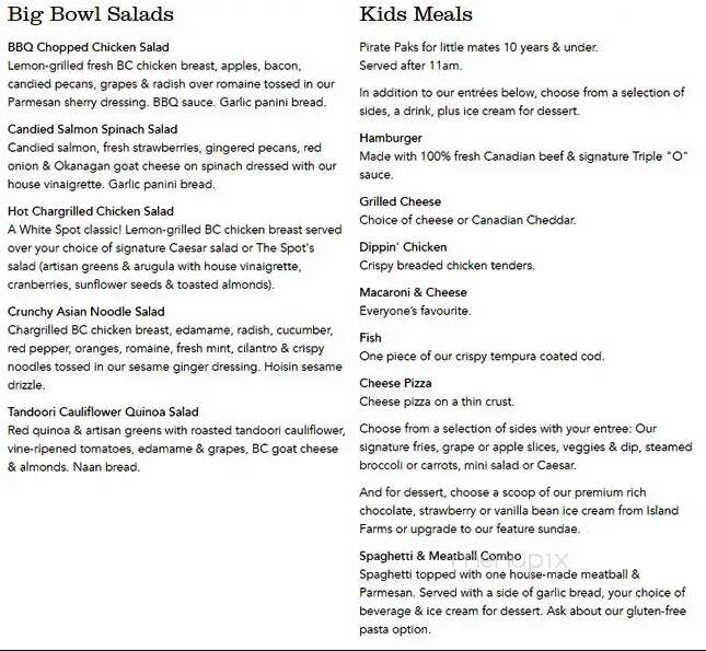 White Spot Restaurant - Aldergrove, BC menu_pic