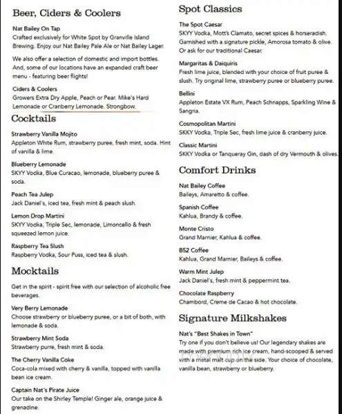White Spot Restaurant - Aldergrove, BC menu_pic