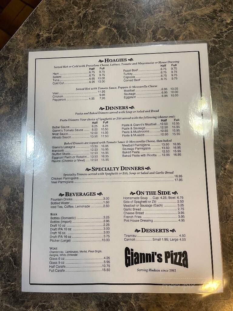 Johnny's Pizza - Hudson, FL menu_pic