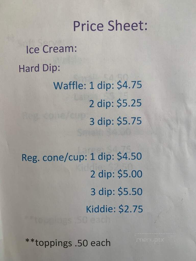 Mooey's Ice Cream - Middlebury, IN menu_pic