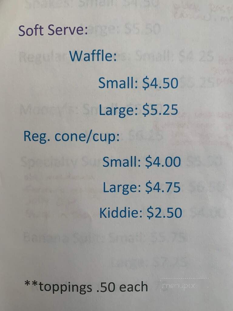 Mooey's Ice Cream - Middlebury, IN menu_pic