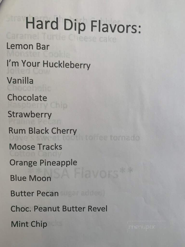 Mooey's Ice Cream - Middlebury, IN menu_pic