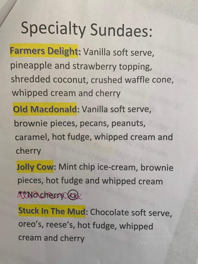 Mooey's Ice Cream - Middlebury, IN menu_pic