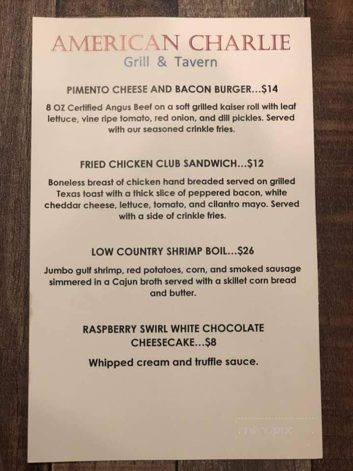 American Charlie Grill & Tavern - Panama City Beach, FL menu_pic