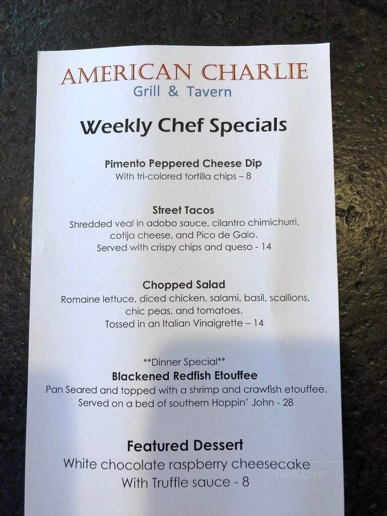 American Charlie Grill & Tavern - Panama City Beach, FL menu_pic