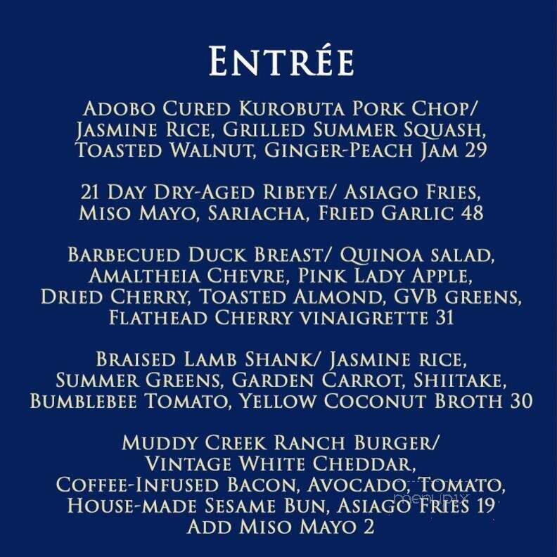 Yellowstone Valley Grill - Livingston, MT menu_pic