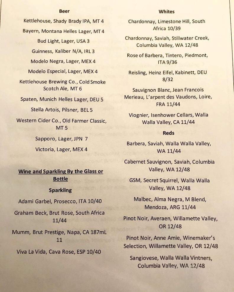 Yellowstone Valley Grill - Livingston, MT menu_pic