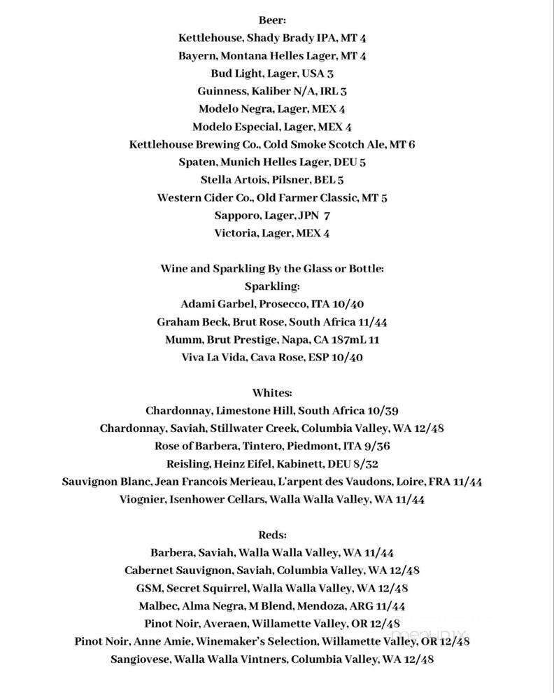 Yellowstone Valley Grill - Livingston, MT menu_pic
