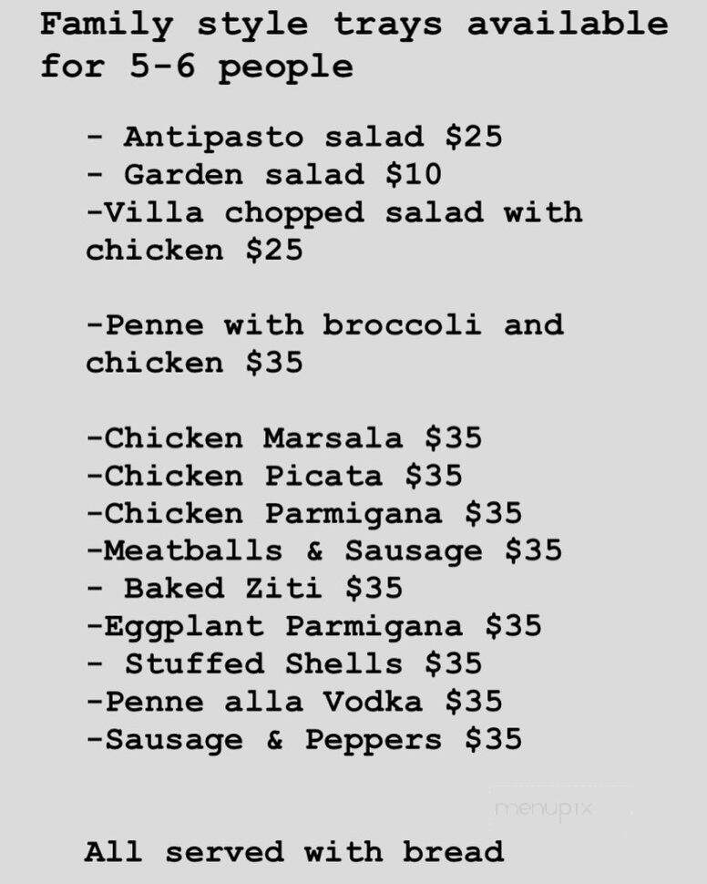 Villa Pizza - Stratford, CT menu_pic