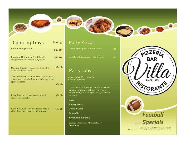 Villa Pizza - Stratford, CT menu_pic