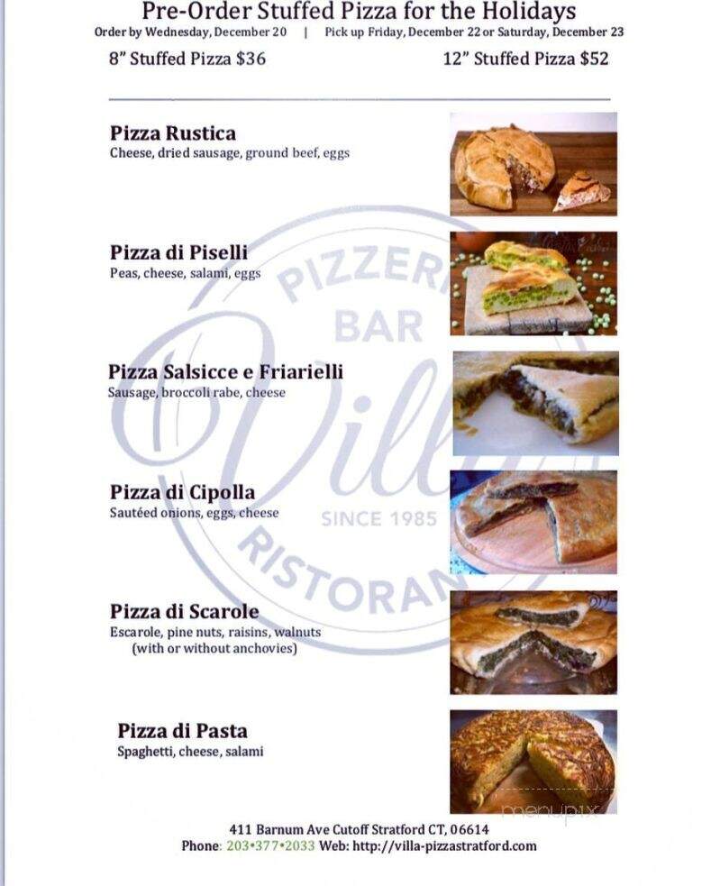 Villa Pizza - Stratford, CT menu_pic