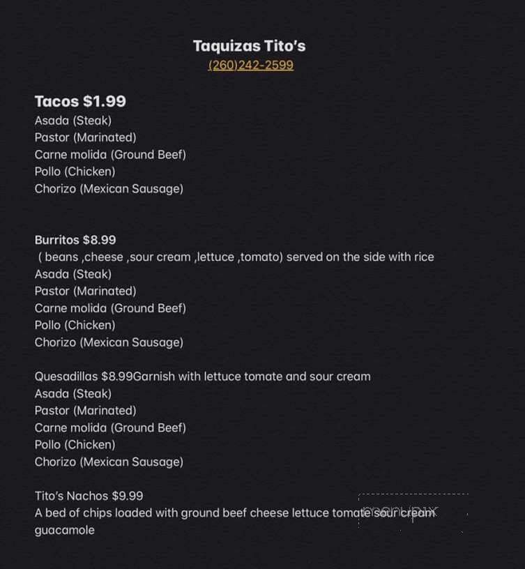 Rancho Viejo - Churubusco, IN menu_pic