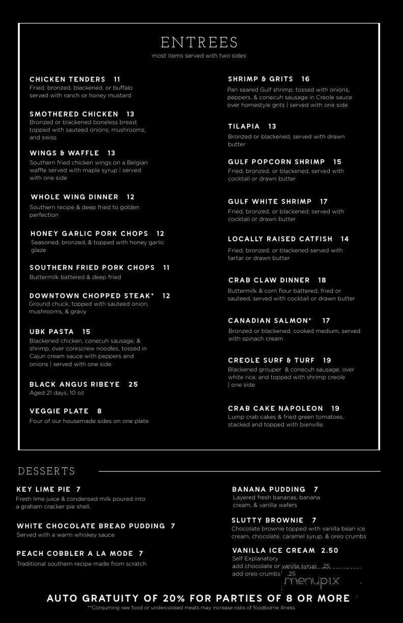 Urban Bar & Kitchen - Tuscaloosa, AL menu_pic