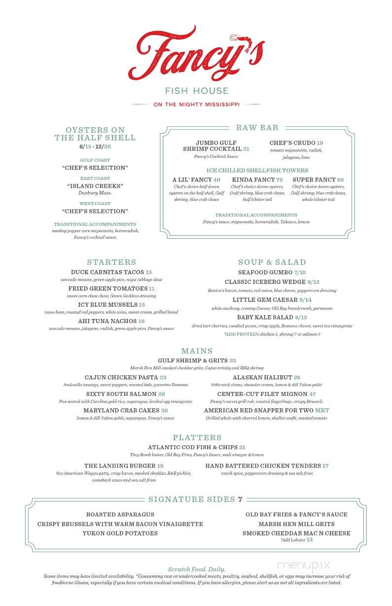 Fancys Fish House - Memphis, TN menu_pic