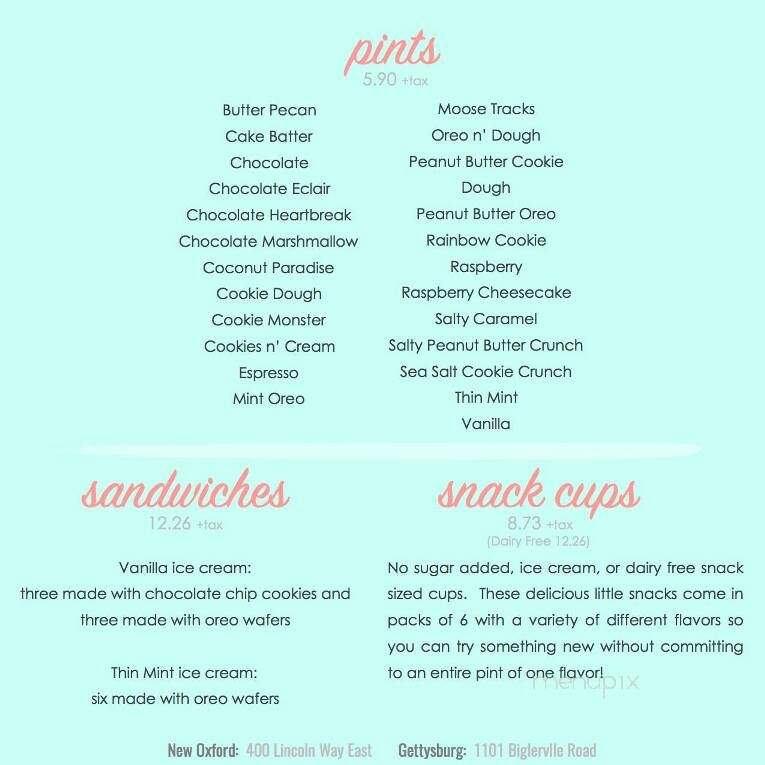 Half Pint Creamery - Hanover, PA menu_pic