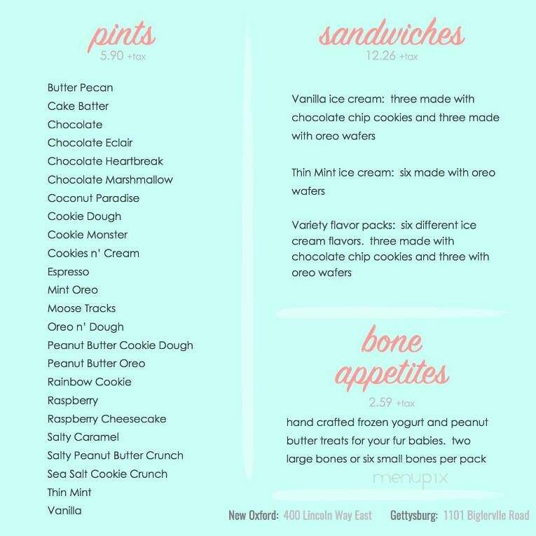 Half Pint Creamery - Hanover, PA menu_pic