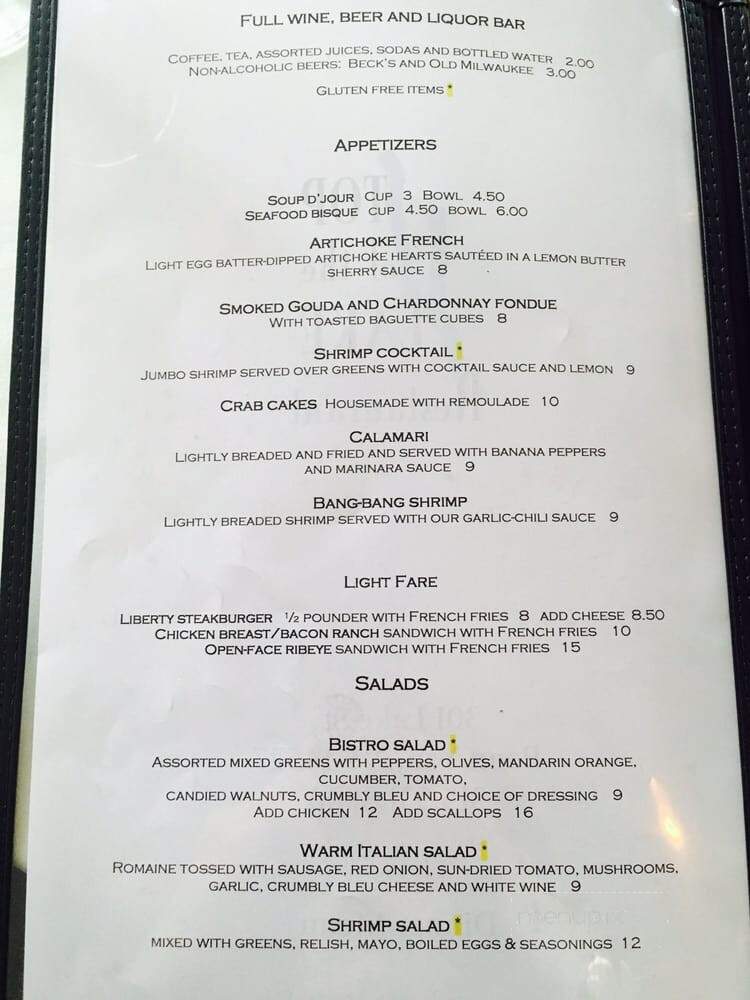 Top of the Lake - Penn Yan, NY menu_pic