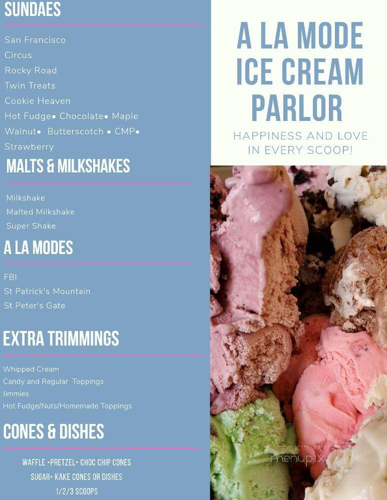 A La Mode Ice Cream Parlor - Ocean City, NJ menu_pic