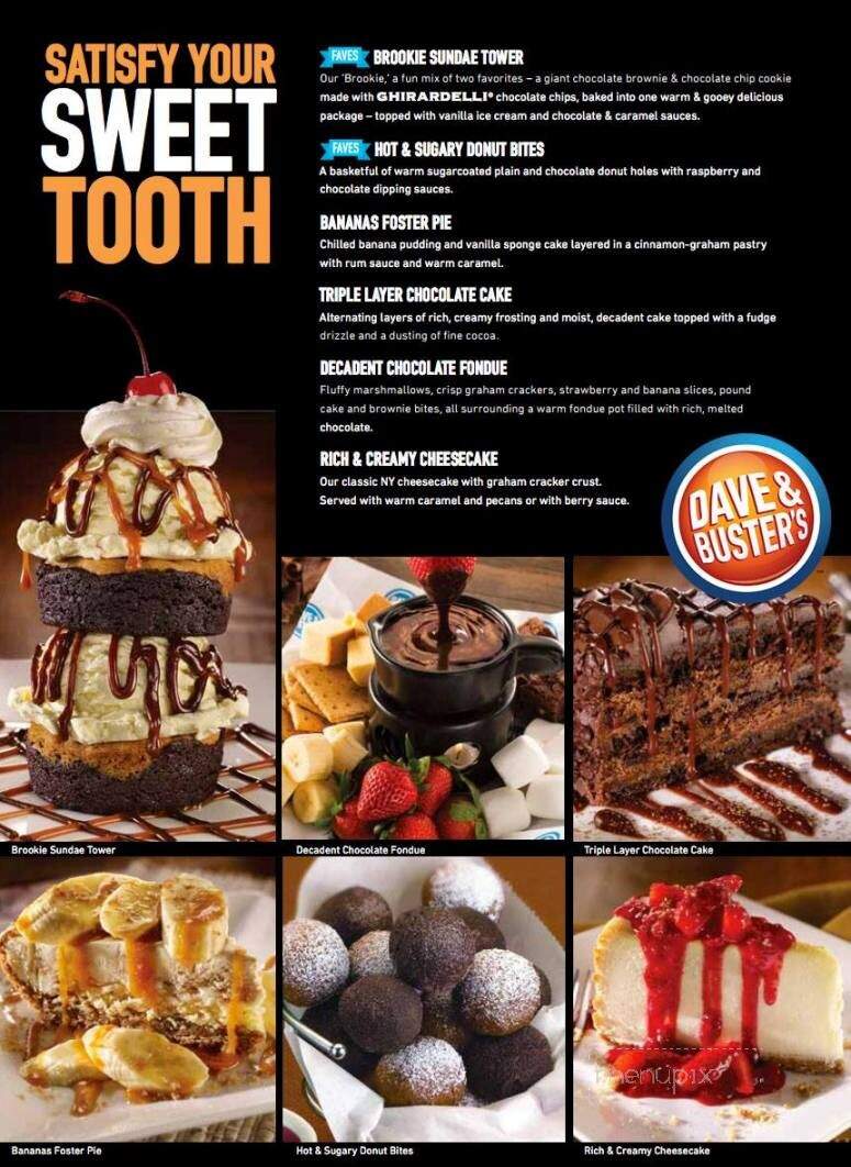 Menu of Dave & Buster's in Homestead, PA 15120
